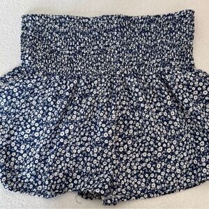 SHEIN Blue and White Floral High Waist Shorts